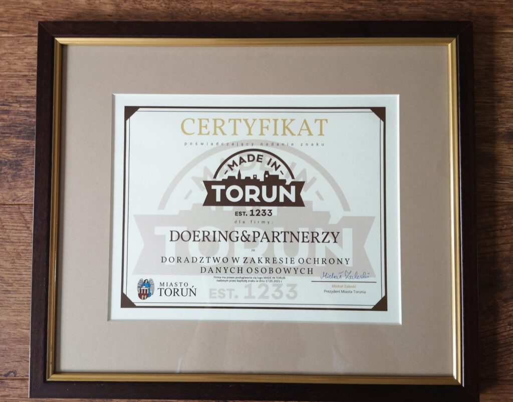 Certyfikat Made in Torun