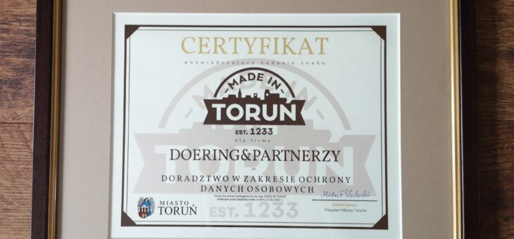 Certyfikat Made in Toruń